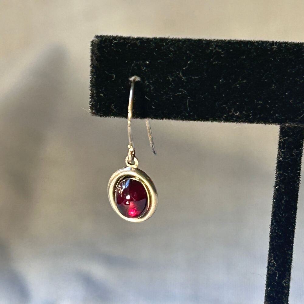 Tiny Garnet Sterling Drop Earrings - image 3